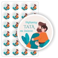 NAKLEJKI etykietki okrągłe 23 czerwca DZIEŃ TATY OJCA 24 szt. 5 cm
