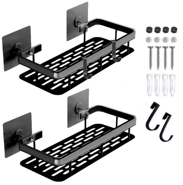 PÓŁKA ŁAZIENKOWA WISZĄCA POD PRYSZNIC 2 SZT LOFT CZARNA zdjęcie 1
