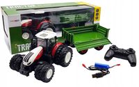 DUŻY TRAKTOR Z PRZYCZEPĄ CIAGNIK Zdalnie sterowany na PILOT Świeci LED