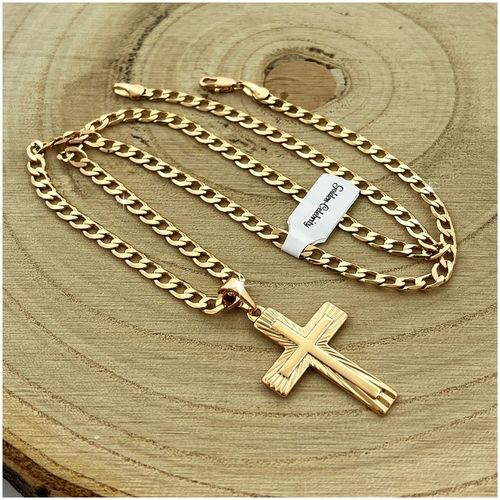 ZŁOTY NASZYJNIK KOMUNIJNY Z KRZYŻYKIEM 18K ŁAŃCUSZEK ZAWIESZKA + GRAWER na Arena.pl