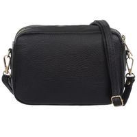 VERA PELLE torebka skórzana listonoszka z paskiem na ramię V486 czarna