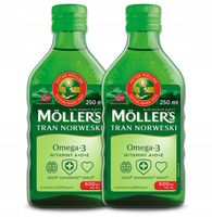 2x Möller's TRAN NORWESKi jabłkowy 250ml ODPORNOŚĆ wit. D3 A i E omega-3