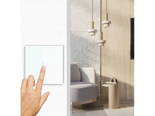 Włącznik wyłącznik światła dotykowy panel pojedynczy szkło led biały na Arena.pl