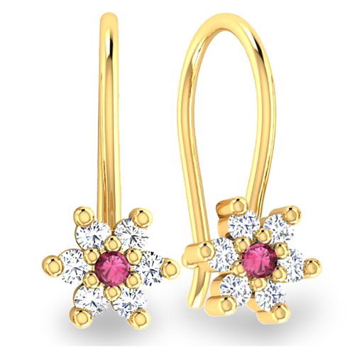 ZŁOTE DELIKATNE KOLCZYKI KWIATKI ZE ZŁOTA PRÓBY 585 NA BIGLU Z SZAFIREM RUBINEM RÓŻOWE BIAŁE - RÓŻNE KOLORY na Arena.pl