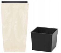 Doniczka tworzywo sztuczne PROSPERPLAST 17x32,5cm URBI SQUARE BETON kremowa