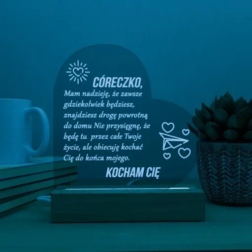 Ramka LED z grawerem w kształcie serca prezent dla córki zdjęcie 2