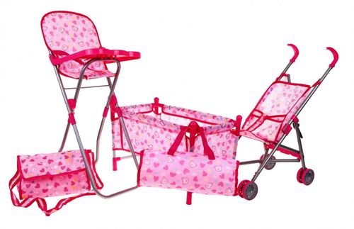 Zestaw Akcesoriów Do Lalek Dla Dzieci 3+ Opieka Nad Niemowlakami + Wózek na Arena.pl