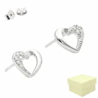 Kolczyki Srebrne 925 Serce Serduszka Serca z Cyrkoniami na Prezent dla Niej