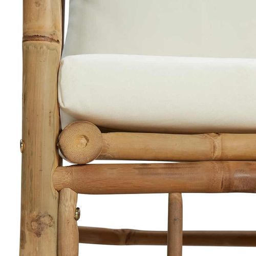 Sofa ogrodowa, kremowe poduszki, bambus na Arena.pl
