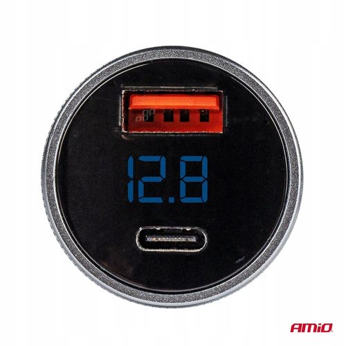 Ładowarka samochodowa 38W z woltomierzem USB + USB-C do auta samochodu na Arena.pl