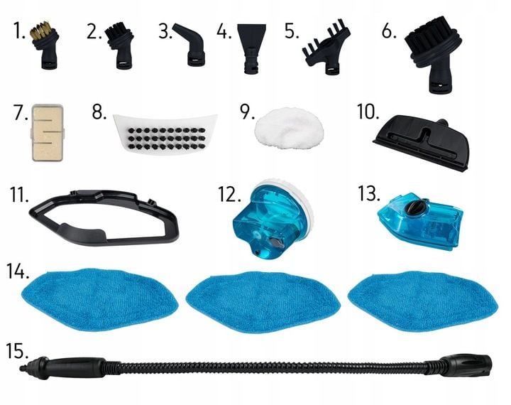 18w1 Mop parowy Myjka parowa Yoer 2100W FILTR +Dozownik płynu +21 ELEMENTÓW zdjęcie 11