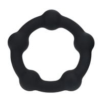 beaded silicone cockring - l - 45mm - black