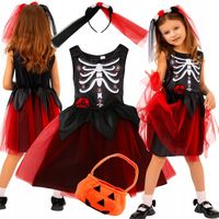 STRÓJ KOSTIUM PRZEBRANIE SUKIENKA KOŚCIOTRUP HALLOWEN 120/130
