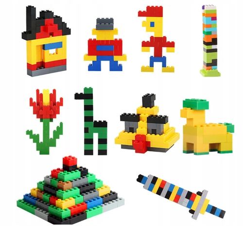 KLOCKI KONSTRUKCYJNE DUŻY ZESTAW 1000 ELEMENTÓW KREATYWNE DO TWORZENIA na Arena.pl