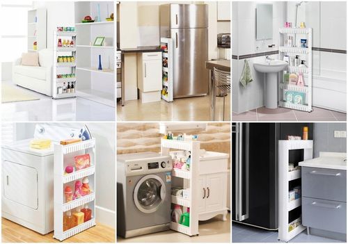 MOBILNA SZAFKA ŁAZIENKOWA KUCHENNA REGAŁ WĄSKI CZARNY NA KÓŁKACH PÓŁKA na Arena.pl