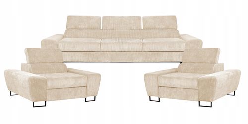 Zestaw mebli wypoczynkowych salonu Savio Sofa 3os fotele beż Family Meble na Arena.pl