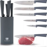 ZESTAW NOŻY KUCHENNYCH 5 SZTUK W BLOKU SZARYM KOMPLET DO KUCHNI