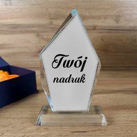 Kryształowa statuetka z podstawką nagroda z Twoim nadrukiem