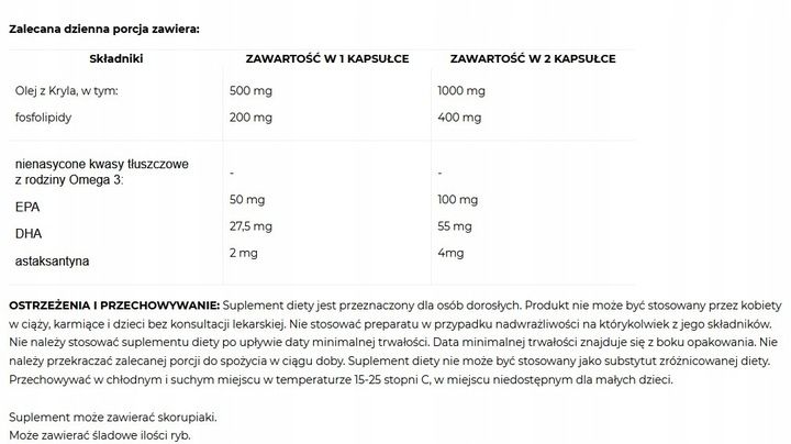 Krill Oil Laborell olej z kryla 100 kapsułek zdjęcie 2