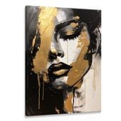 Obraz ZŁOTY Portret Kobieca Twarz Styl Glamour Abstrakcja 80cm x 120cm