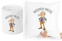 Dla Prezesa Zestaw Poduszka + Skarbonka Prezent Z Nadrukiem Ze Zdjęciem