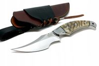 Nóż myśliwski bushcraft taktyczny ręcznie wykonany stalD2 skóra etui poroże