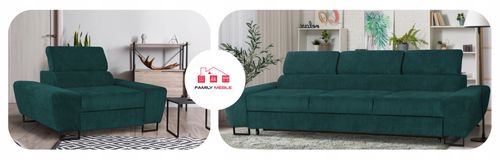 Zestaw mebli wypoczynkowych salon Savio Sofa 3os fotele granat Family Meble na Arena.pl