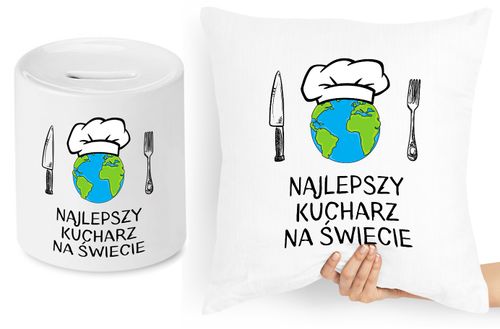 Dla Kucharza Zestaw Poduszka + Skarbonka Prezent Z Nadrukiem Ze Zdjęciem na Arena.pl