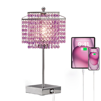 Lampa Stołowa Dotykowa Kryształowa 2 Porty USB z Żarówką LED 3 Poziomy