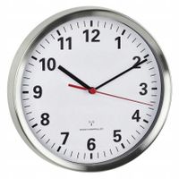 Zegar ścienny sterowany radiowo 22cm DCF77 aluminium cicha praca wskazówek