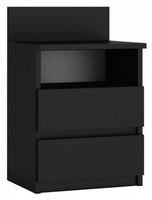 Stolik Nocny 2SZ z Półką 40 cm Czarny MALWINA TS - 5 Kolorów