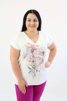 Zwiewna bluzka w delikatne róże Ora Biało-różowa 42