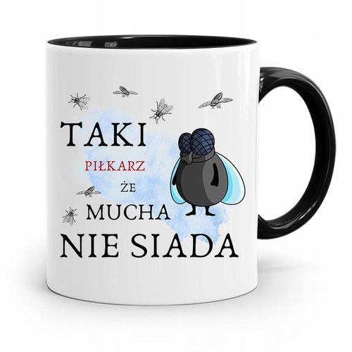 Kubek Czarny Prezent Dla Piłkarza Mucha Nie Siada Z Nadrukiem Ze Zdjęciem na Arena.pl