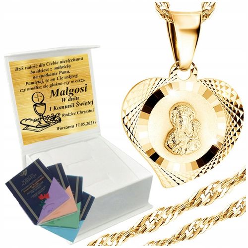 Łańcuszek Złoty Medalik Naszyjnik 925 Na Komunię Chrzest UPOMINEK GRATIS na Arena.pl
