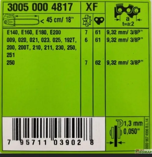 Prowadnica STIHL 45cm 3/8" 1,3mm + łaańcuh Picco S zdjęcie 5