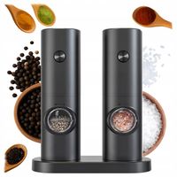 Zestaw 2 Młynków Elektrycznych do przypraw z podstawką Młynek do
