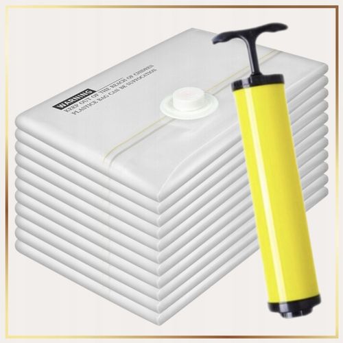 Zestaw worków próżniowych do ubrań Szczelne Mocne 10 sztuk 50x70 + Pompka na Arena.pl