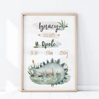 Plakat Metryczka Stegozaur P274- rozmiar plakatu A4 (21 cm x 29,7 cm)