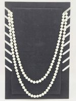 Piękne długie korale z perełek kremowe 145cm