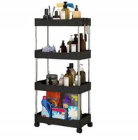 PÓŁKA Łazienkowa KUCHENNA SZAFKA MOBILNA REGAŁ Kółka 4 poziomy CZARNA