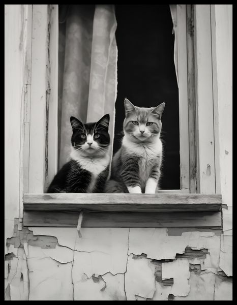 Plakat 50x65cm Para w Oknie zdjęcie 2