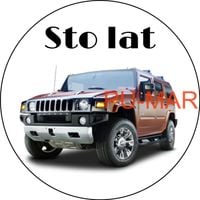 Opłatek na tort Urodziny Jeep Cherokee Hummer Terenówka Tekst Gratis