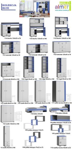 półka do pokoju dziecka wisząca na ścianę niebieska grafit BLUE Y8 na Arena.pl