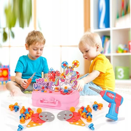 KLOCKI 3D JEDNOROŻEC Konstrukcyjne wkrętarka walizka układanka + BATERIE na Arena.pl