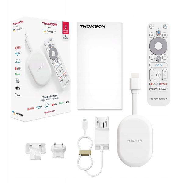 TV Stick THOMSON Cast 150 SMART TV 4K Google TV ANDROID Box Chromecast zdjęcie 9