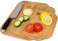 DESKA DO KROJENIA SERWOWANIA DREWNIANA BAMBUSOWA ZESTAW 3 DESEK KUCHENNYCH