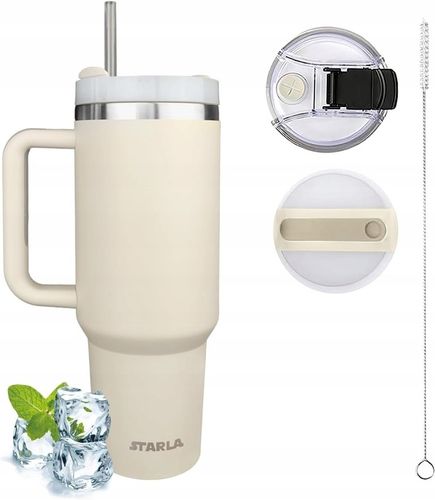 MEGA KUBEK TERMICZNY 1.2L UCHWYT SŁOMKA 2 POKRYWKI SZCZELNY na Arena.pl