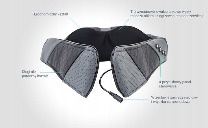 ODPRĘŻAJĄCY MASAŻER SHIATSU VENGA RAMION 3PRĘDKOŚCI PODCZERWIEŃ PODGRZEWANY zdjęcie 13