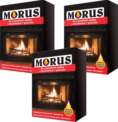 Morus - proszek do usuwania sadzy z kominków i pieców 0,9kg - 3 OPAKOWANIA na Arena.pl