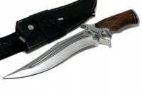 Nóż myśliwski taktyczny BOWIE ręcznie wykonany stal D2 drewno skórzane etui